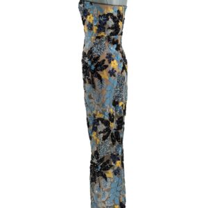 Exposed back zipper on BRONX AND BANCO Dahlia Strapless Maxi Dress