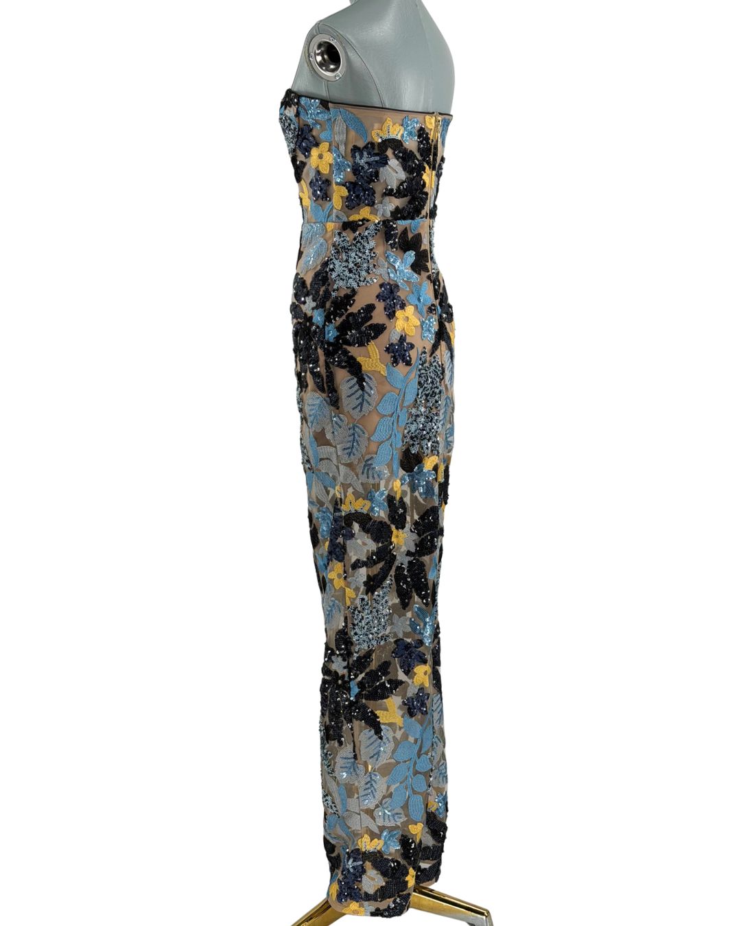 Exposed back zipper on BRONX AND BANCO Dahlia Strapless Maxi Dress