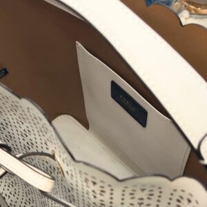Interior view of FURLA Constanza Chalk Leather Bucket Bag