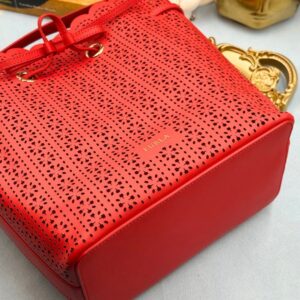 Bottom view of FURLA Constanza Red Leather Bucket Bag