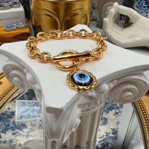LELE SADOUGHI Evil Eye Charm Bracelet in gold and blue