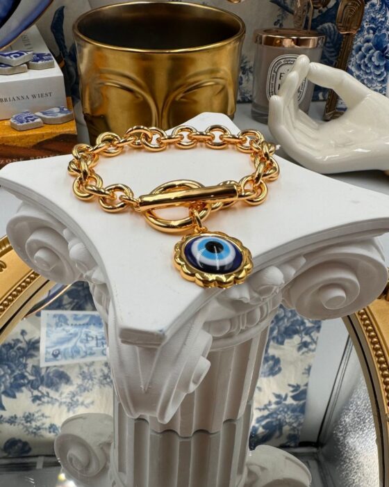 LELE SADOUGHI Evil Eye Charm Bracelet in gold and blue