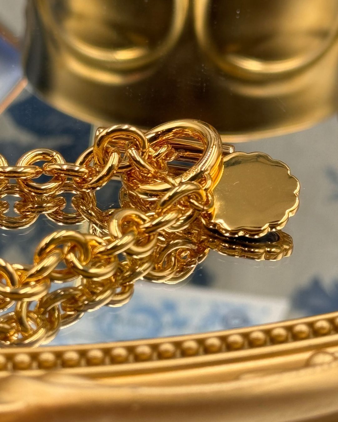 Back of gold-plated evil eye bezel on LELE SADOUGHI bracelet