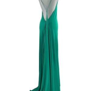 Draped green viscose jersey detail on RAT & BOA Amora Dress