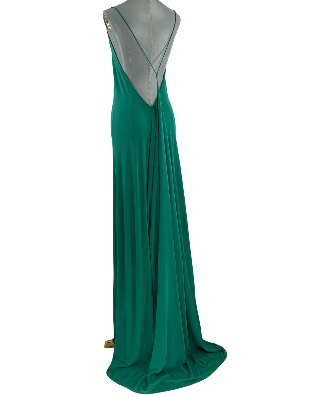 RAT & BOA Amora Green Jersey Dress showing the draped back