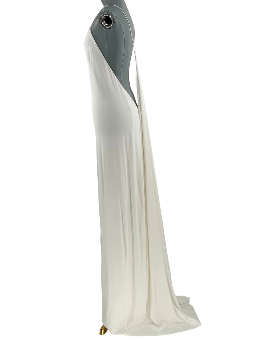 RAT & BOA Amora White Jersey Dress showing the draped back