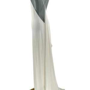 Draped white viscose jersey detail on RAT & BOA Amora Dress