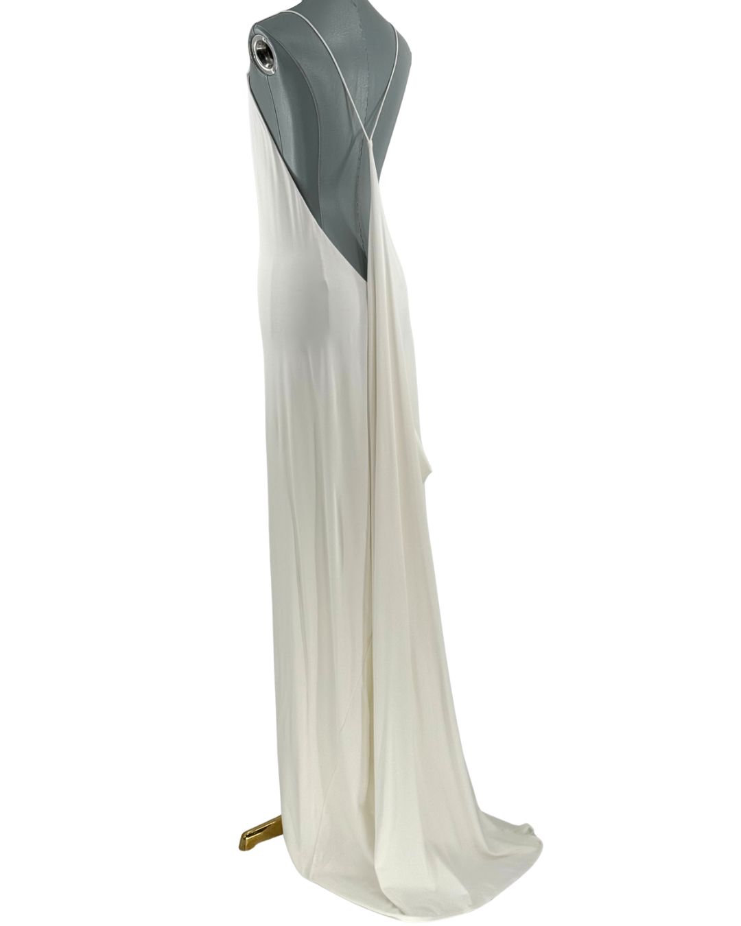 Draped white viscose jersey detail on RAT & BOA Amora Dress