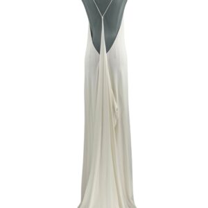 RAT & BOA Amora White Jersey Dress showing the draped back