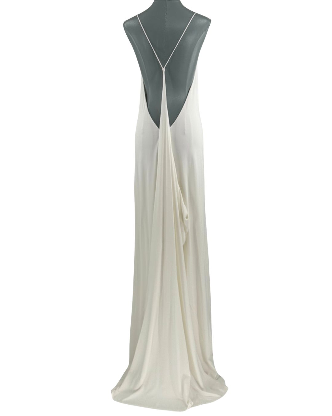 RAT & BOA Amora White Jersey Dress showing the draped back