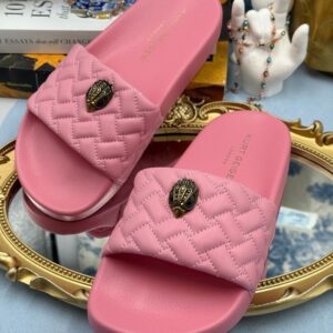 KURT GEIGER LONDON Meena Eagle Quilted Pool Slides in Pink