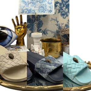 KURT GEIGER LONDON Meena Eagle Quilted Pool Slides in assorted colourways