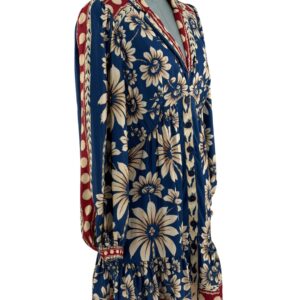 Angled view of FARM RIO Blue Luna Mini Dress