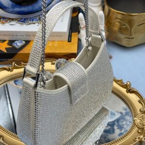 Back of SELF-PORTRAIT Micro Crystal-Embellished Crescent Bow Bag
