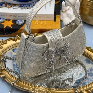 SELF-PORTRAIT crescent bow bag with detachable chain shoulder strap