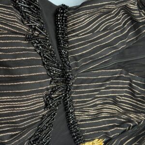 Black and gold beaded waist detail on PATBO Prism Lurex Gown