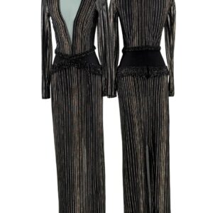 PATBO Prism Lurex Gown in black and gold, front view