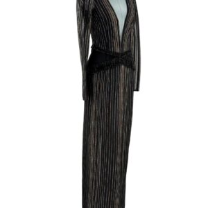 Angled view of PATBO Prism Lurex Gown