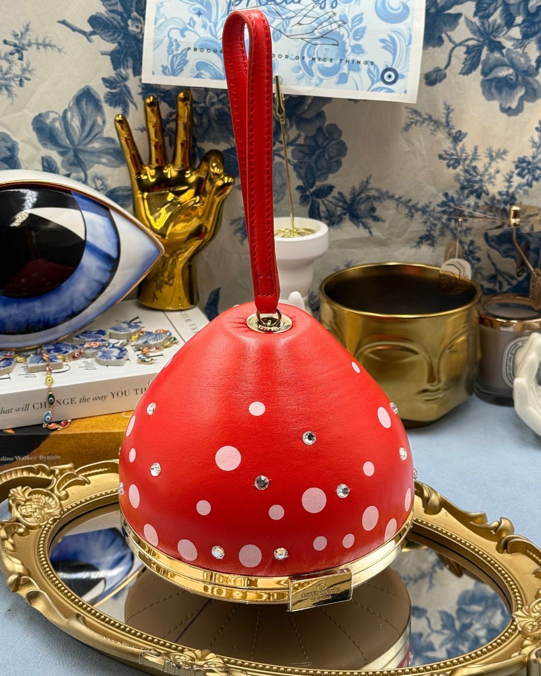 KATE SPADE NEW YORK Blaze a Trail Mushroom Clutch in red leather