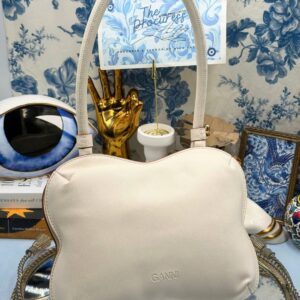 GANNI Butterfly Shoulder Bag in Off White, Back view