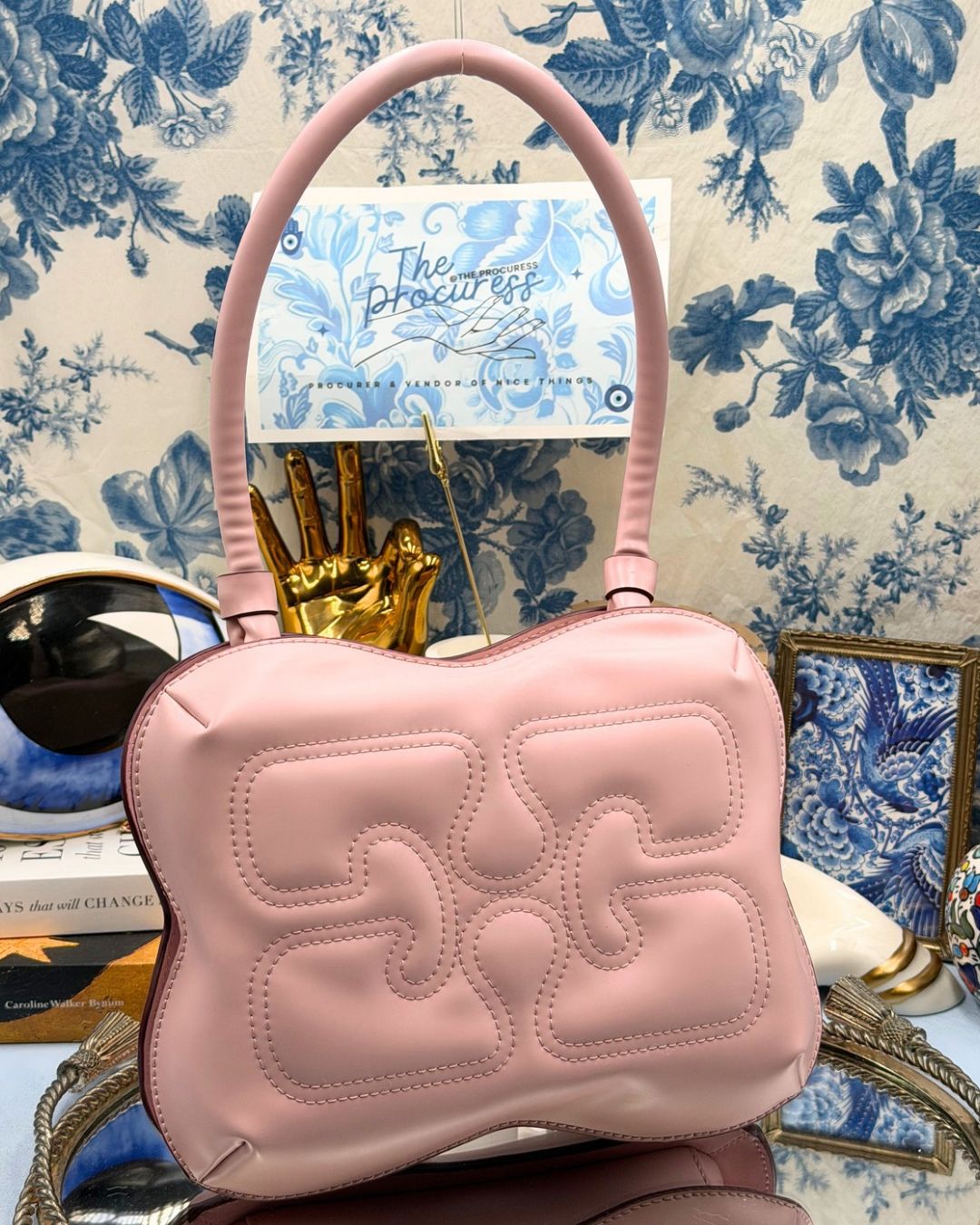 GANNI Butterfly Shoulder Bag in Soft Pink