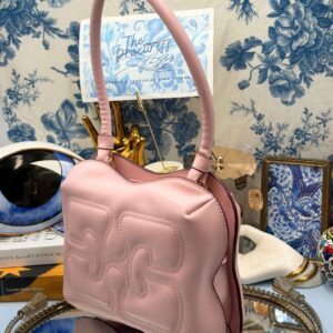 GANNI Butterfly Shoulder Bag in Soft Pink, Side View
