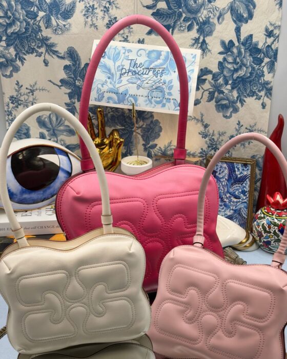GANNI Butterfly Shoulder Bags in Off White, Soft Pink and Pink Gradient