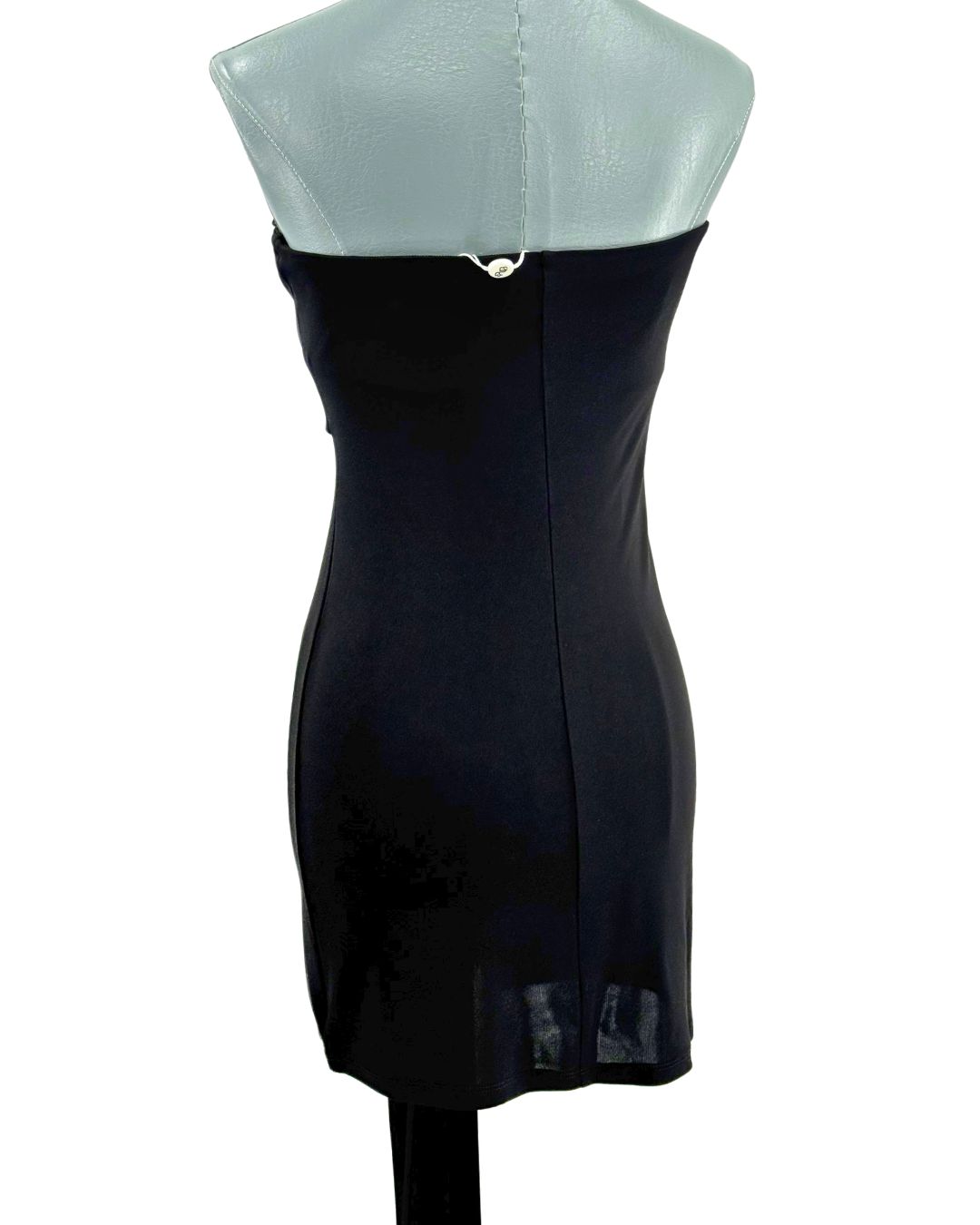 Back of RAT & BOA Selma strapless mini dress in black