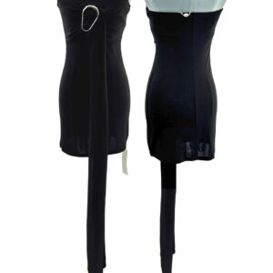 RAT & BOA Selma strapless mini dress in black with silver-tone buckle