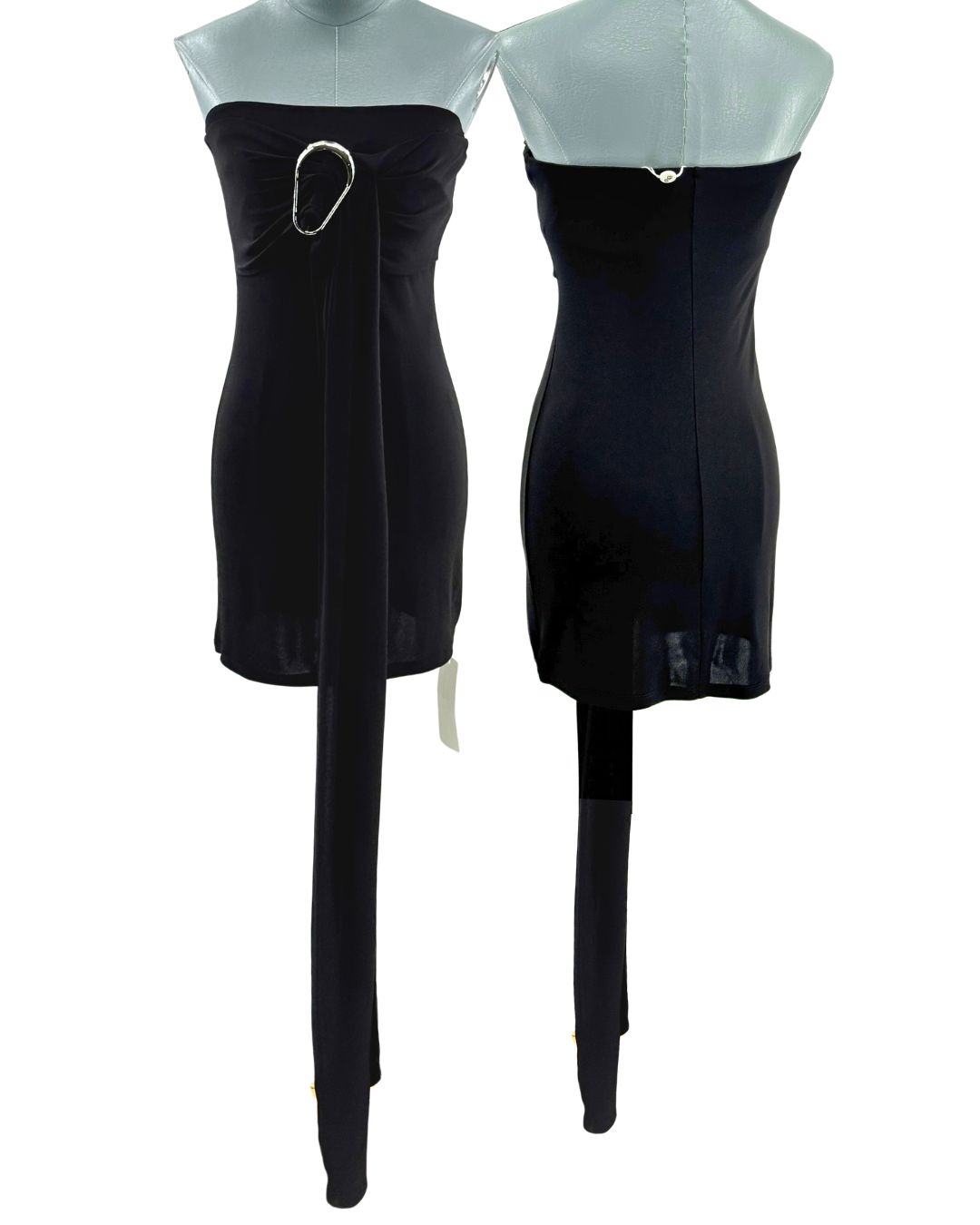 RAT & BOA Selma strapless mini dress in black with silver-tone buckle