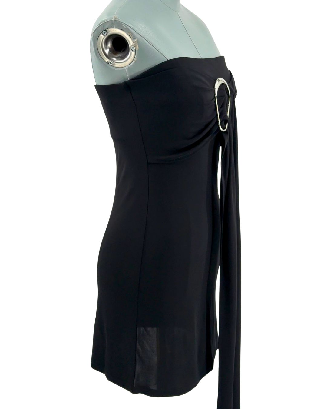 Side view of RAT & BOA Selma strapless mini dress in black