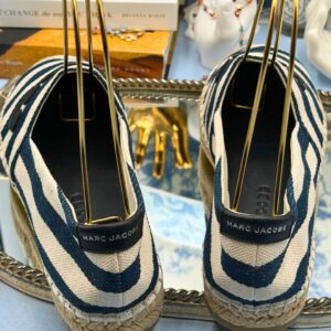Back view of MARC JACOBS Stripe Canvas Espadrilles with braided jute sole
