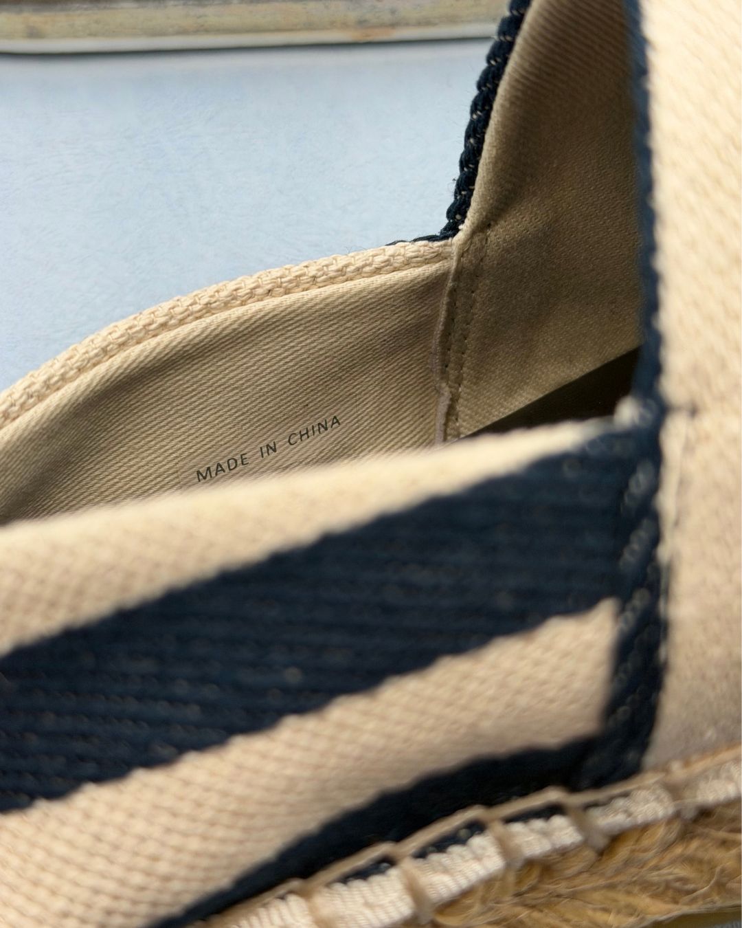 Made in stamp on MARC JACOBS Stripe Canvas Espadrilles with braided jute sole