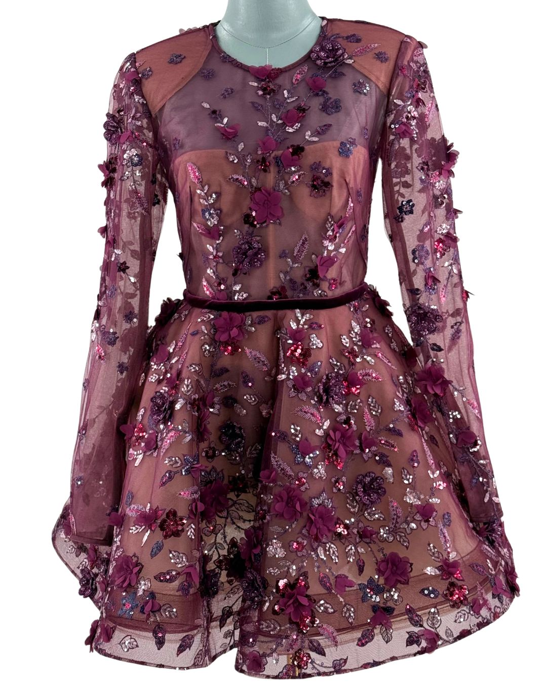 BRONX AND BANCO Talulah Long Sleeve Mini Dress in Burgundy
