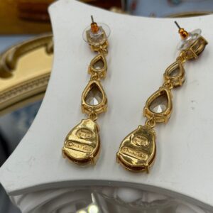 Front view of OSCAR DE LA RENTA Crystal Gallery Pear Drop Earrings