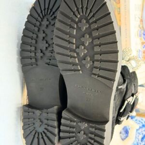 Sole of KURT GEIGER LONDON Sutton Bow Boots in black suede with crystal bows